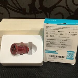 NIB Red Metal Dual USB Car Charger